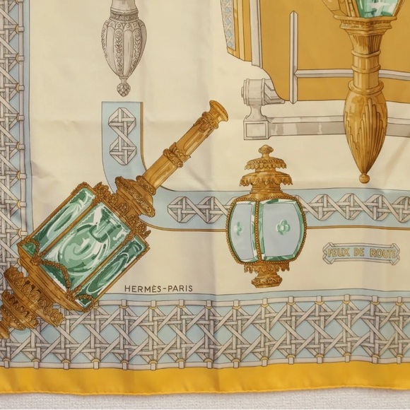 SOLD Authentic HERMES "Feux de Route" Silk Scarf Carre 90 - Picture 4 of 10